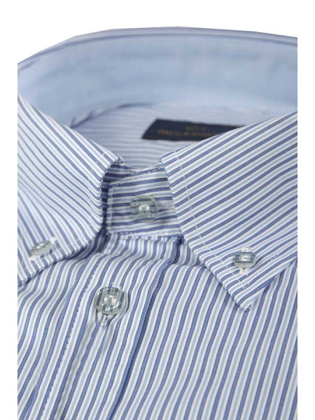 Camicia Paul & Shark in Twill di Cotone Celeste/Bianco